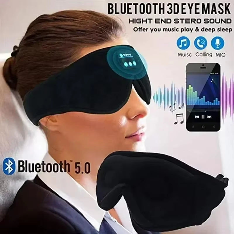 3D Eye Mask Bluetooth Music Play Sleeping Headphones with Built-In HD Speaker Mask for Sleep Headphones Wireless Air Travel 5.0