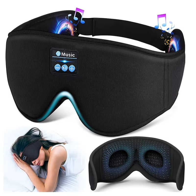 3D Eye Mask Bluetooth Music Play Sleeping Headphones with Built-In HD Speaker Mask for Sleep Headphones Wireless Air Travel 5.0
